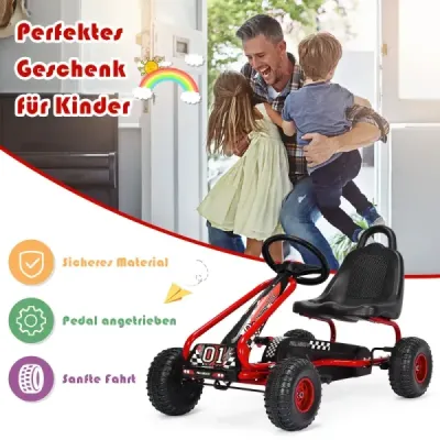 Go Kart Motokára s ruční brzdou Šlapací auto 30 kg Šlapací vůz Šlapací vůz 3-6 let Červená barva