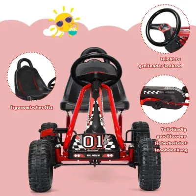 Go Kart Motokára s ruční brzdou Šlapací auto 30 kg Šlapací vůz Šlapací vůz 3-6 let Červená barva