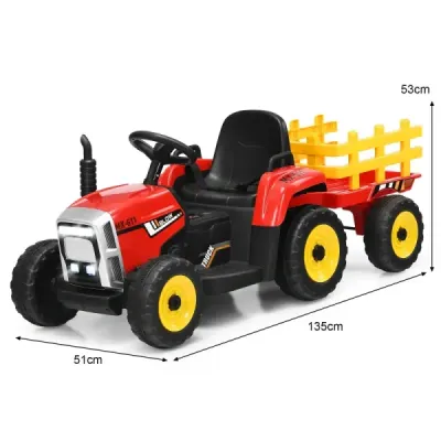 12 V dětský traktor s přívěsem Elektrické autíčko na baterie žluté