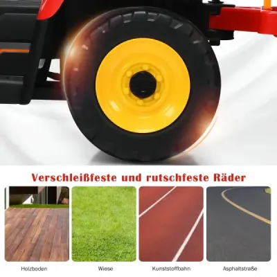 12 V dětský traktor s přívěsem Elektrické autíčko na baterie žluté