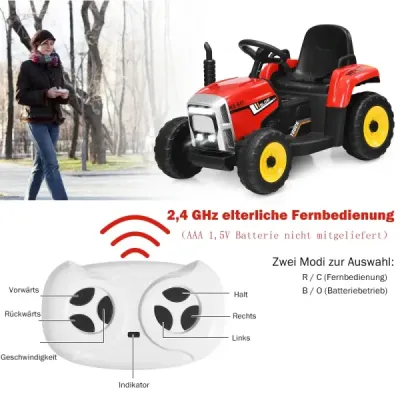 12 V dětský traktor s přívěsem Elektrické autíčko na baterie žluté