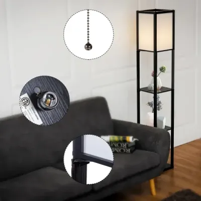 3-úrovňová stojací lampa Police Moderní stojací lampa Stojící lampa 26 x 26 x 160 cm Černá
