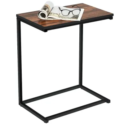 Stolek na notebook stolek na pohovku stolek na notebook stolek na údržbu kov a dřevo 55 x 35 x 65 cm hnědý