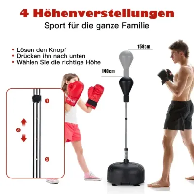 Boxovací míč se stojanem 4-cestně výškově stavitelný stojací boxovací míč s nafukovacím stojanem černá