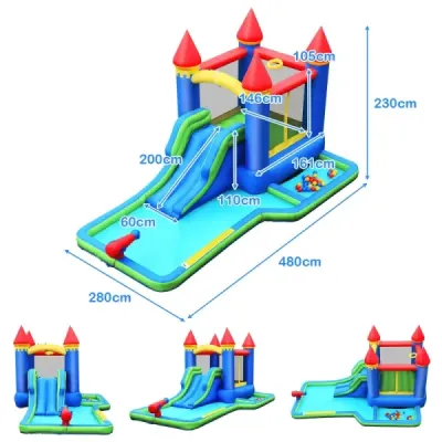 Nafukovací skákací hrad vodní park s foukačem vysoce kvalitní tkanina Oxford 480 x 280 x 230 cm Barevný