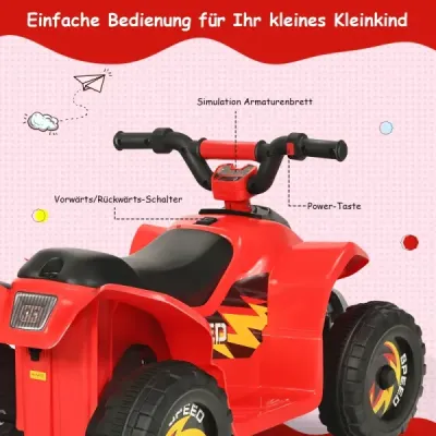 6V elektrická dětská čtyřkolka mini elektrická čtyřkolka dětské auto 73 x 40 x 44,5 cm červená