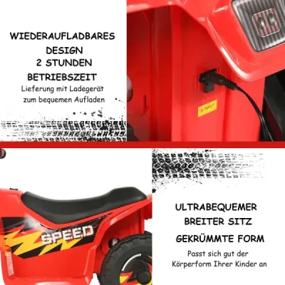 6V elektrická dětská čtyřkolka mini elektrická čtyřkolka dětské auto 73 x 40 x 44,5 cm červená