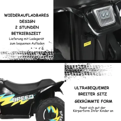 Elektrické auto pro děti elektrická dětská čtyřkolka dětská motorka 73 x 40 x 44,5 cm černá