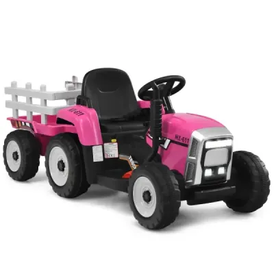 12 V dětský traktor s přívěsem Elektrické autíčko na baterie žluté