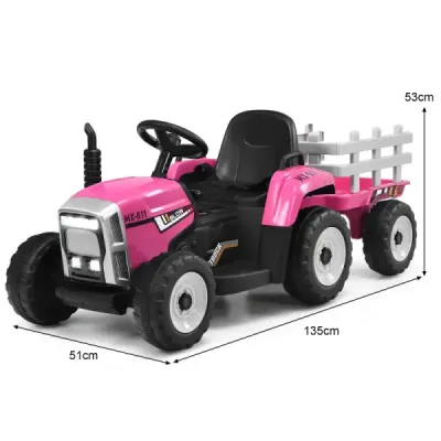 12 V dětský traktor s přívěsem Elektrické autíčko na baterie žluté