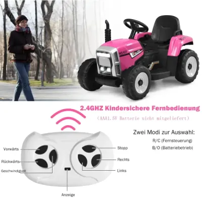 12 V dětský traktor s přívěsem Elektrické autíčko na baterie žluté