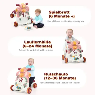 Pomůcka k sezení 3 v 1 pro děti Baby Walker 46 x 46 x 46 cm Růžová