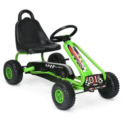 Motokára s nastavitelným sedadlem 4 kola Pedálové poháněné auto 92 x 50 x 53 cm zelená + černá