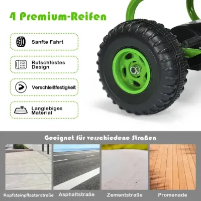 Motokára s nastavitelným sedadlem 4 kola Pedálové poháněné auto 92 x 50 x 53 cm zelená + černá