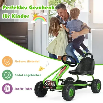 Motokára s nastavitelným sedadlem 4 kola Pedálové poháněné auto 92 x 50 x 53 cm zelená + černá