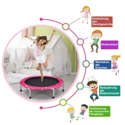 92 cm dětská trampolína mini trampolína s rukojetí skládací trampolína růžová + černá