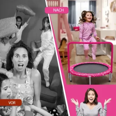 92 cm dětská trampolína mini trampolína s rukojetí skládací trampolína růžová + černá