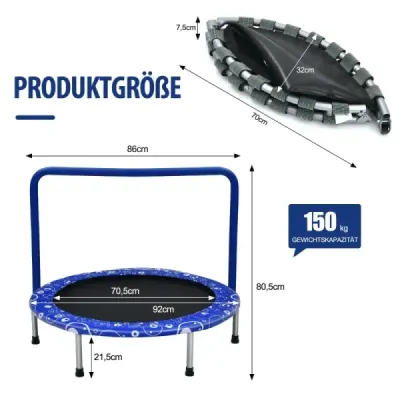 Dětská trampolína mini trampolína skládací trampolína pro batolata modrá + černá