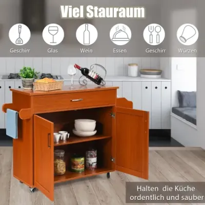 Kuchyňský vozík Rolovací skladovací vozík s uzamykatelnými gumovými kolečky Příroda