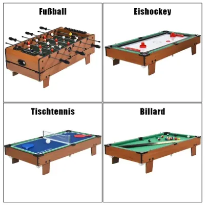 Hrací stůl 4 v 1 kulečníkový stůl a stolní tenis a vzdušný hokej a stolní fotbal 81 x 43 x 30,5 cm