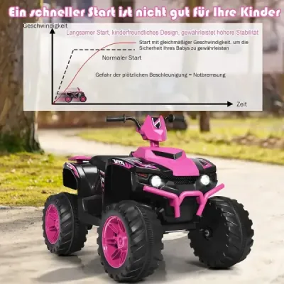 12V elektrická dětská čtyřkolka s předním světlem mini elektrická čtyřkolka s hudbou a klaksonem růžová