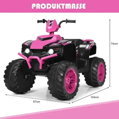 12V elektrická dětská čtyřkolka s předním světlem mini elektrická čtyřkolka s hudbou a klaksonem růžová