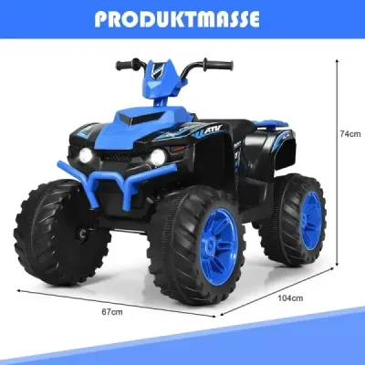 12V elektrická dětská čtyřkolka se světlometem Mini elektrická čtyřkolka s hudbou a klaksonem 4 kola dětská čtyřkolka 2,8-5 km/h pro děti od 3 let modrá