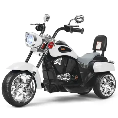 Motorka ve stylu chopperu na baterie 91 x 48 x 64 cm bílá + černá