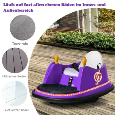 6V dětské nárazníkové auto elektrická vozidla se světly a hudbou 57 x 75 x 42 cm fialová