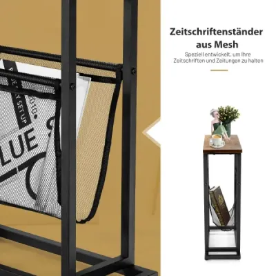 Industrial příruční stolek 2 patrový úzký rozkládací stolek 48 x 18 x 54,5 cm hnědá + černá