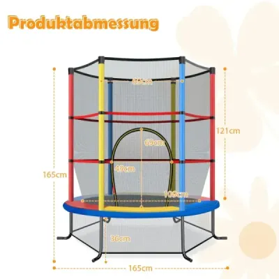 ?140 cm zahradní trampolína s bezpečnostní sítí Trampolína do 135 kg zatížitelná pro děti od 3 let Barevná