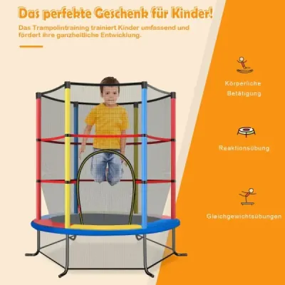 ?140 cm zahradní trampolína s bezpečnostní sítí Trampolína do 135 kg zatížitelná pro děti od 3 let Barevná