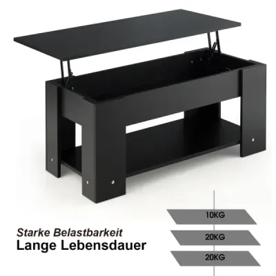 Konferenční stolek se sklopným stolem moderní konferenční stolek 98 x 51 x 42 cm černý