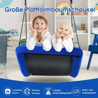 Houpačka na stromě houpačka s nastavitelným lanem vnější houpačka 83 x 155 cm modrá