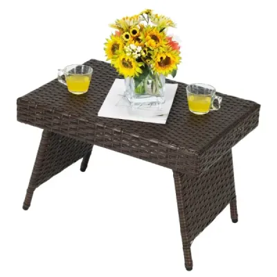 Skládací konferenční stolek Venkovní stolek s vrchní deskou z PVC 60 x 40 x 40 cm Hnědý