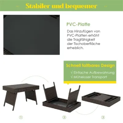 Skládací konferenční stolek Venkovní stolek s vrchní deskou z PVC 60 x 40 x 40 cm Hnědý