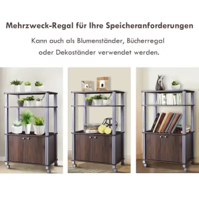 Kuchyňský regál pro mikrovlnnou troubu Kuchyňský vozík s kolečky 60 x 40 x 98 cm Hnědý