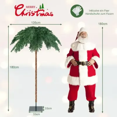 Umělá tropická vánoční palma s 250 teplými bílými LED světly a 813 konci větví 180 cm