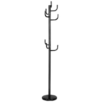 Věšák na kabáty s 8 háčky Černý kovový věšák na kabáty 38 x 175 cm