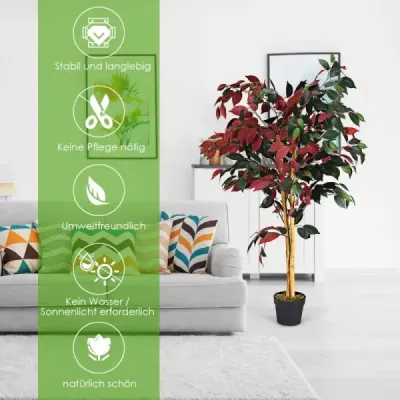 120 cm velký zelený strom Ficus v květináči Umělý strom Realistické zelené rostliny