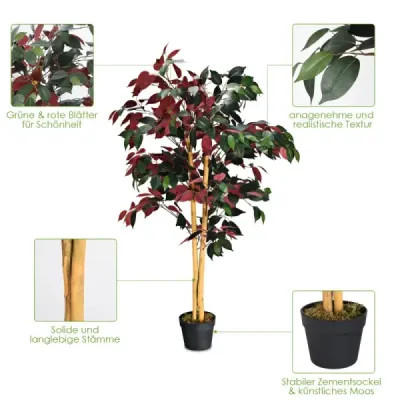 120 cm velký zelený strom Ficus v květináči Umělý strom Realistické zelené rostliny