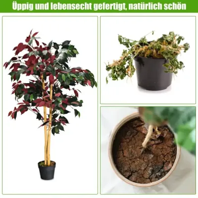 120 cm velký zelený strom Ficus v květináči Umělý strom Realistické zelené rostliny