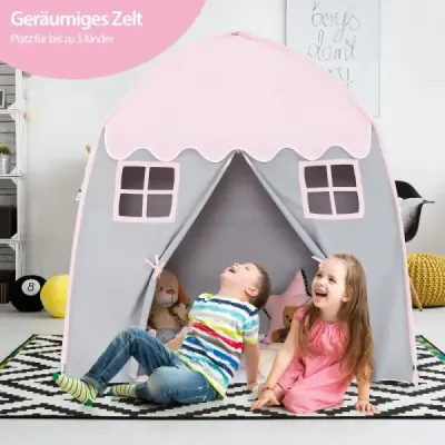 Dětský stan Velký stan pro princezny s taškou protiskluzová podložka Zip Pink