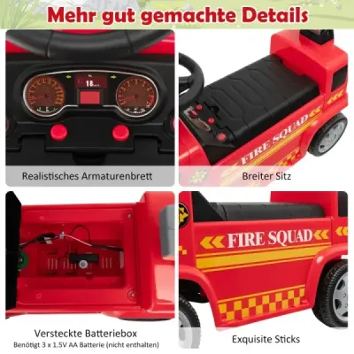 Dětské hasičské auto s bublifukem a žebříkem pro děti od 18 do 36 měsíců Červená