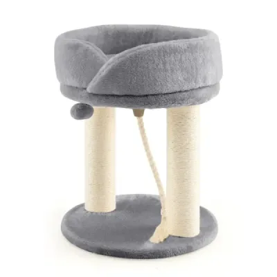Cat Tree Škrábadlo pro kočky s měkkým sedadlem Sisalová věž pro kočky Šedá