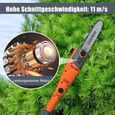 Elektrická tyčová pila 212-286 cm víceúčelová tyčová řetězová pila s pilovou hlavou oranžová