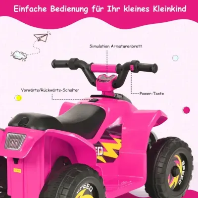 Kočárek Mini Elektrická čtyřkolka 6 V Čtyřkolka na baterie 2,8-4,6 km/h Růžová