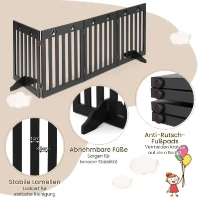 4 panelové bariérové ​​oplocení bezpečnostní brána pro psy skládací schodišťová brána 203 x 60 x 1,5 cm hnědá