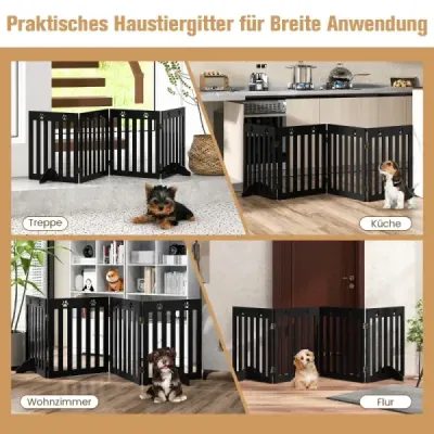 4 panelové bariérové ​​oplocení bezpečnostní brána pro psy skládací schodišťová brána 203 x 60 x 1,5 cm hnědá