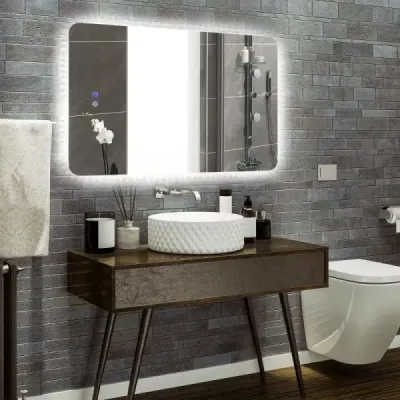 Nástěnné zrcadlo odolné proti rozbití se stmíváním a 3 teplotami barev IP44 80 x 60 cm